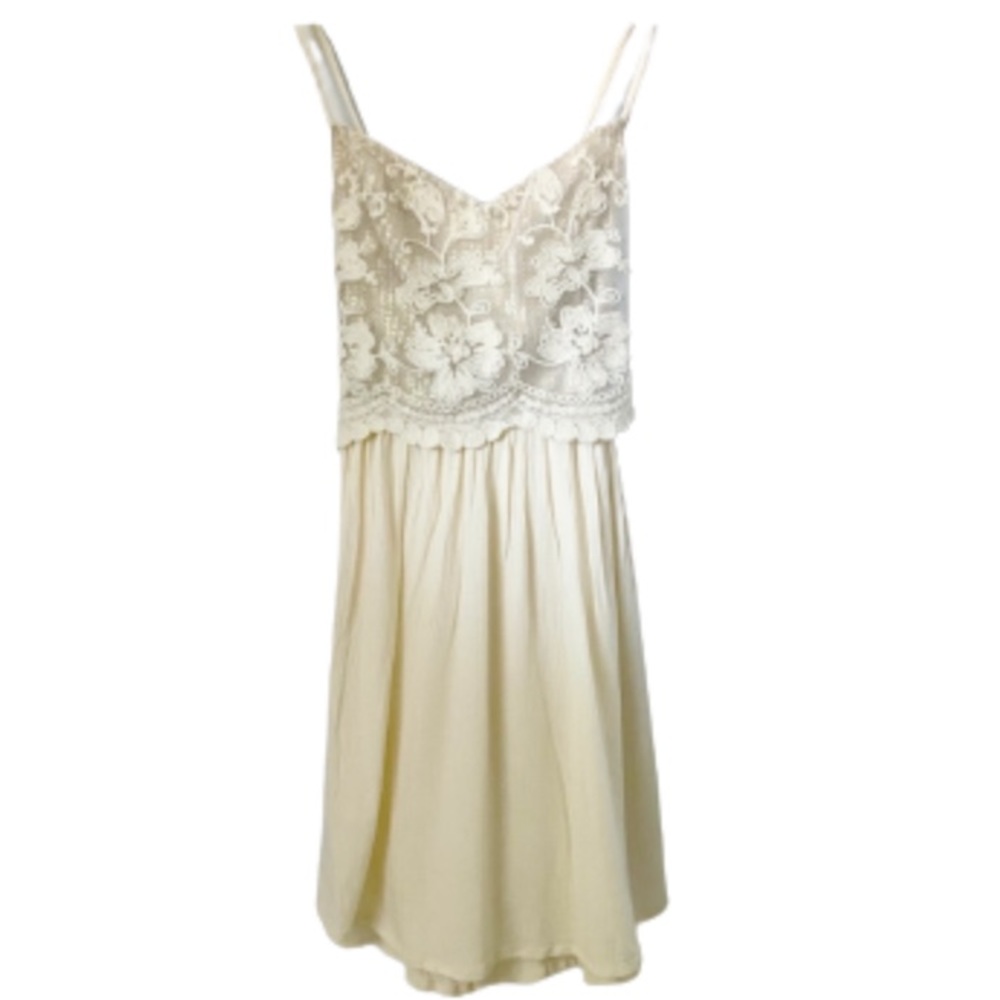 Hollister Womens Top XS Ivory Lace Sequin Peasant Gauzy Pretty Coquette Summer